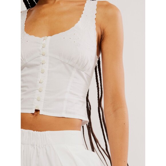 NWT FREE PEOPLE SOLD OUT Into You Eyelet Pant Set / White SZ: M - Picture 8 of 10